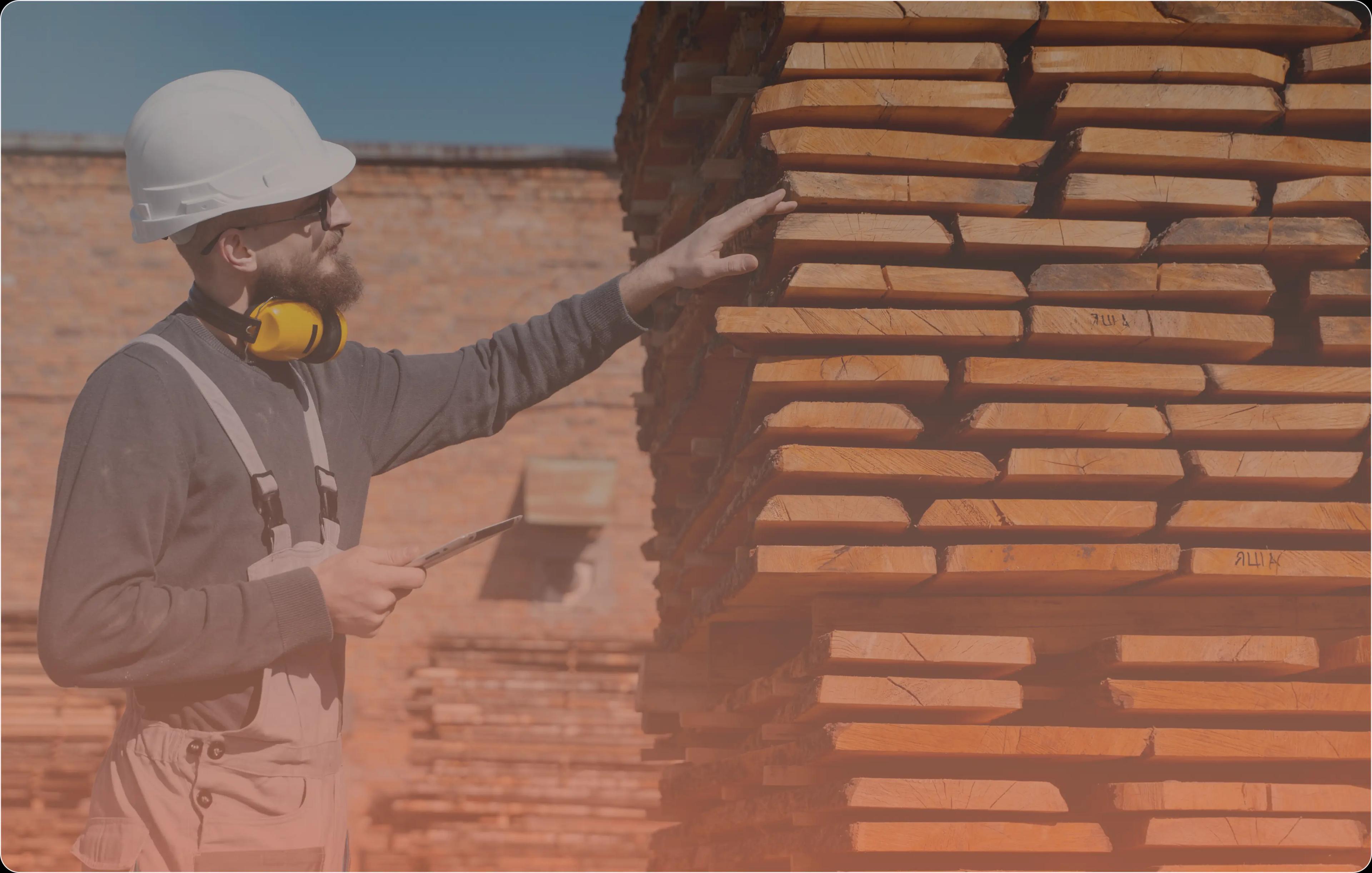 Construction worker with supplies